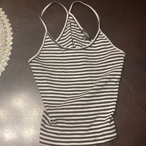 Black and white striped crop top